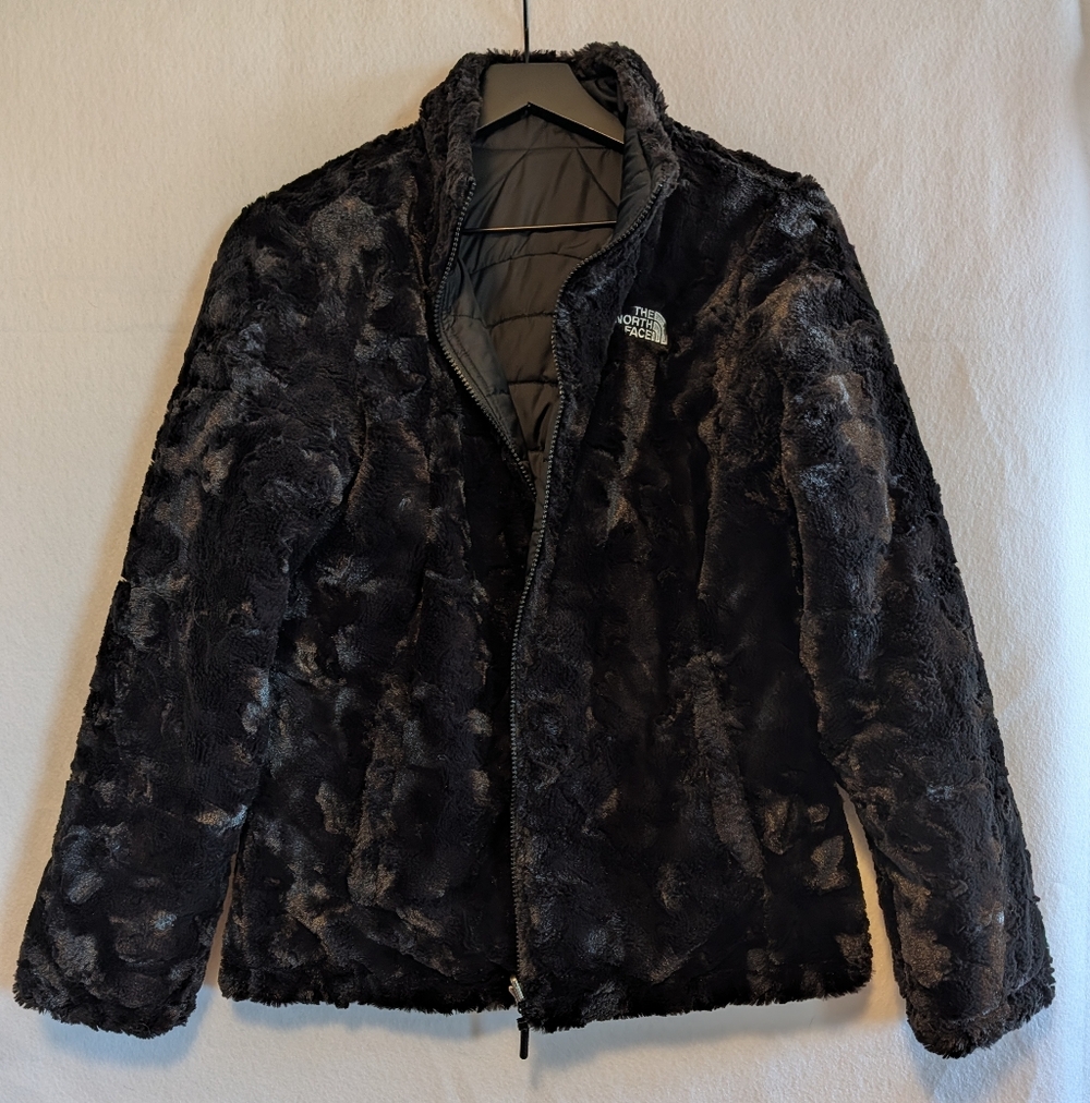 North Face Women's Rosebud Moss Black Reversible Jacket Small Eco Insulated Warm